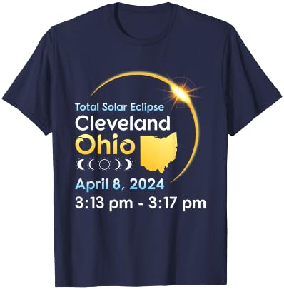 Totality Solar Eclipse In Cleveland Ohio On April 08 2024 T-Shirt - T-Shirt | Navy
