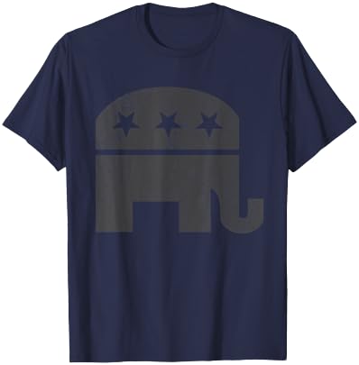 Gray Republican Elephant | Conservative | Distressed Grunge T-Shirt - T-Shirt | Navy