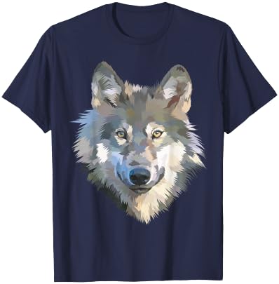 Realistic white wolf realistic animal print with T-Shirt - T-Shirt | Navy