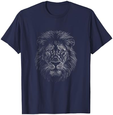 Lion Head Graphic Face Art Design T-Shirt - T-Shirt | Navy