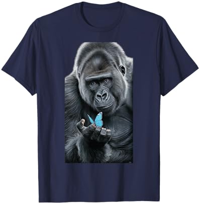 Gorilla Butterfly Artwork funny animal T-Shirt - T-Shirt | Navy