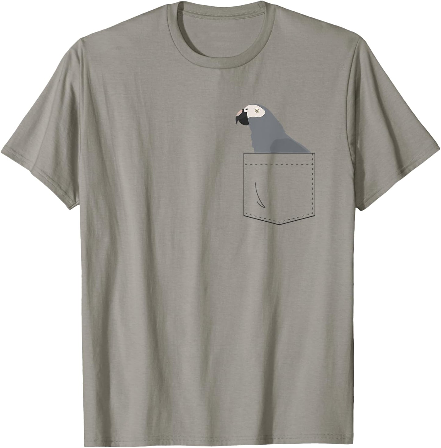 Timneh African Grey Parrot in Fake Pocket T-Shirt - T-Shirt | Sand