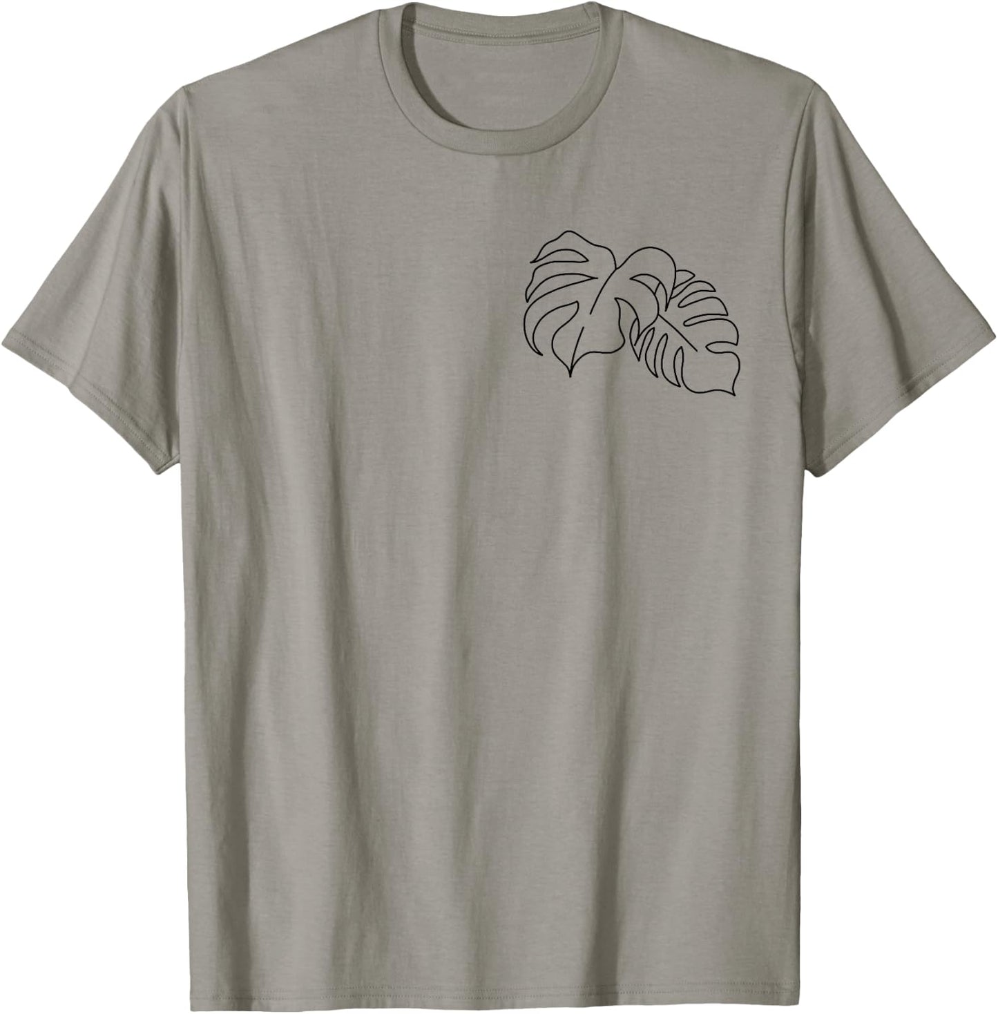 Plant Dad Plant Mom, Minimalist Monstera Deliciosa Line Art T-Shirt - T-Shirt | Sand