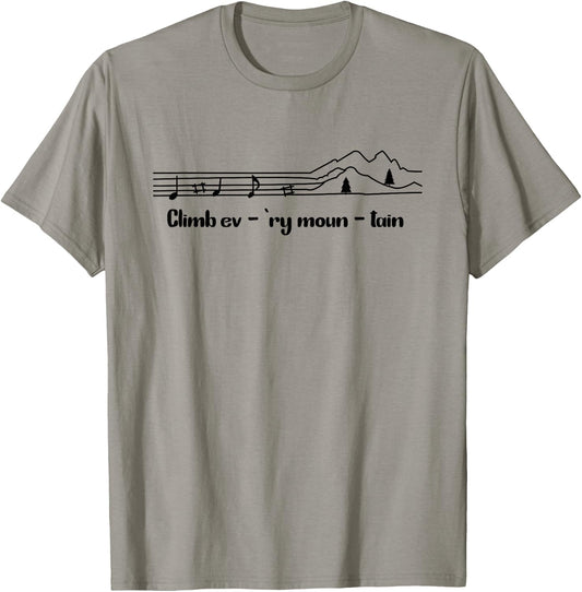 Climb on any mountain, camping, music, hiker, climber T-Shirt - T-Shirt | Sand
