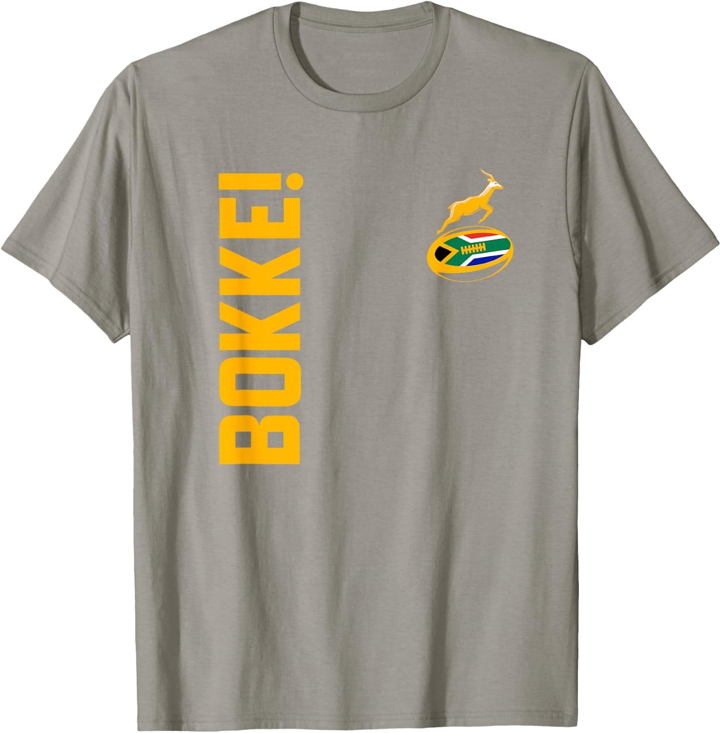 Springbok Rugby. Bokke, South African Flag. With Back Print T-Shirt - T-Shirt | Sand