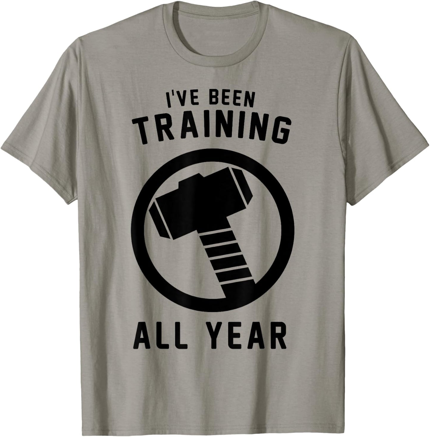Marvel Avengers Thor I've Been Training All Year Hammer Logo T-Shirt - T-Shirt | Sand