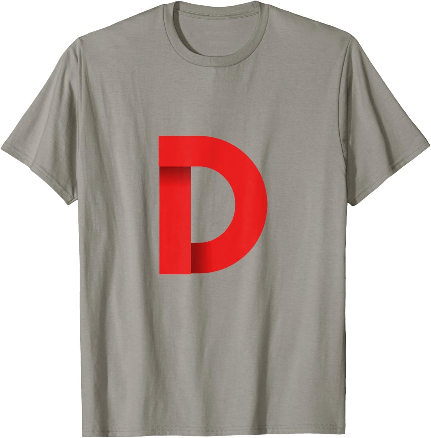 White With Red Letter D T-Shirt - T-Shirt | Sand