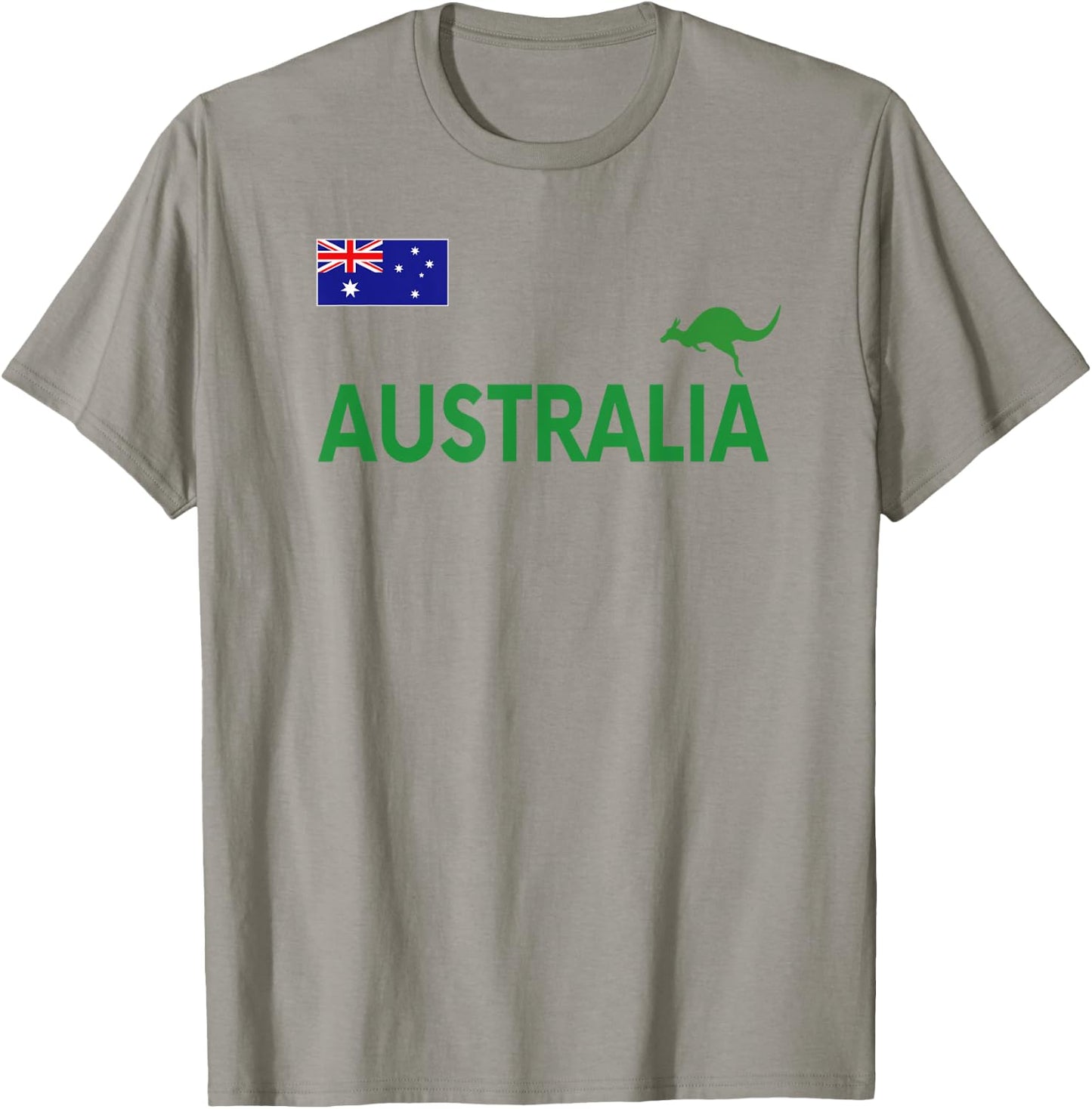 Australian Flag Kangaroo Soccer Rugby Football Swim Cheer Gift T-Shirt - T-Shirt | Sand