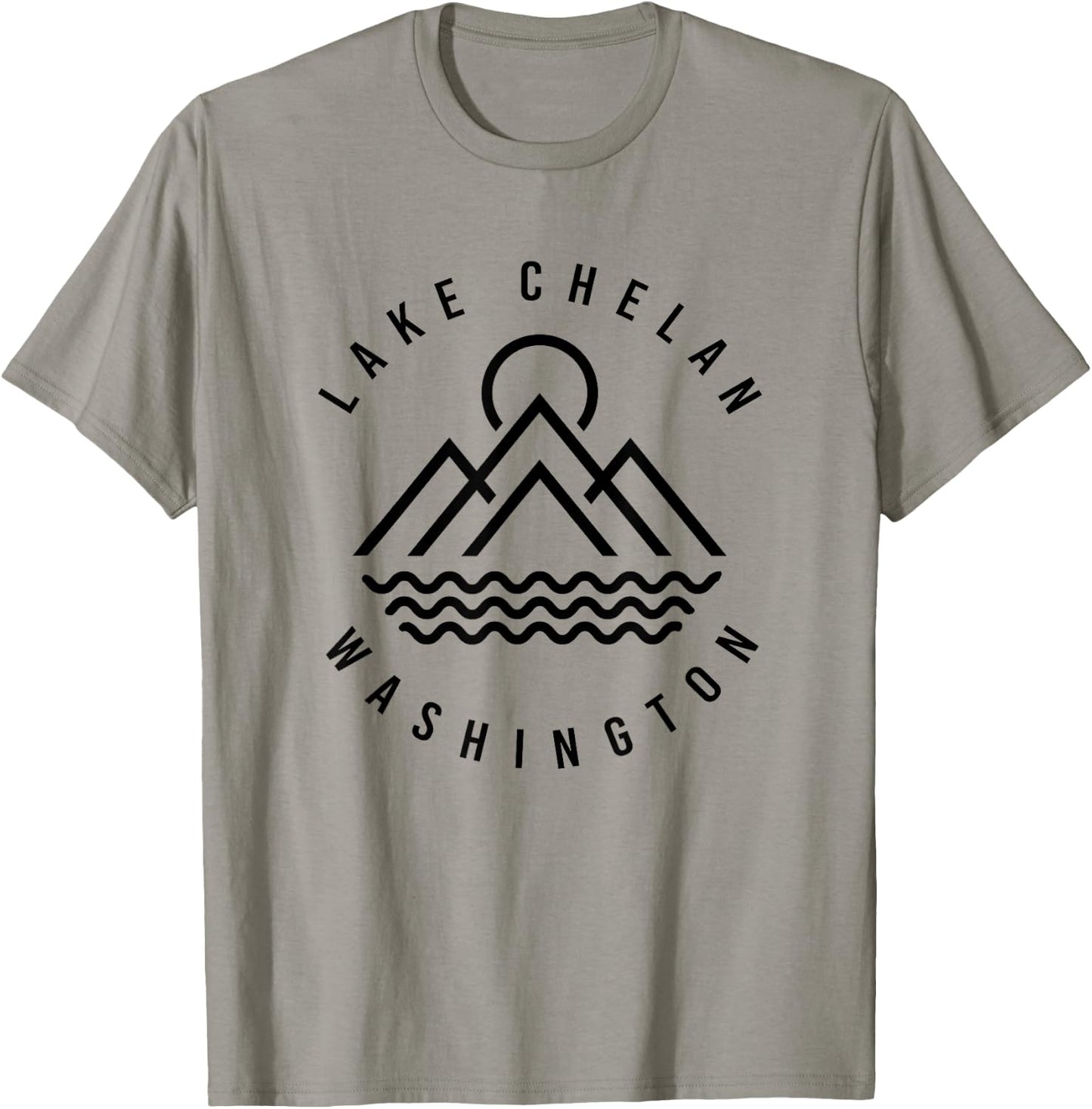 Lake Chelan Mountains Washington Hiking Outdoors Minimal T-Shirt - T-Shirt | Sand
