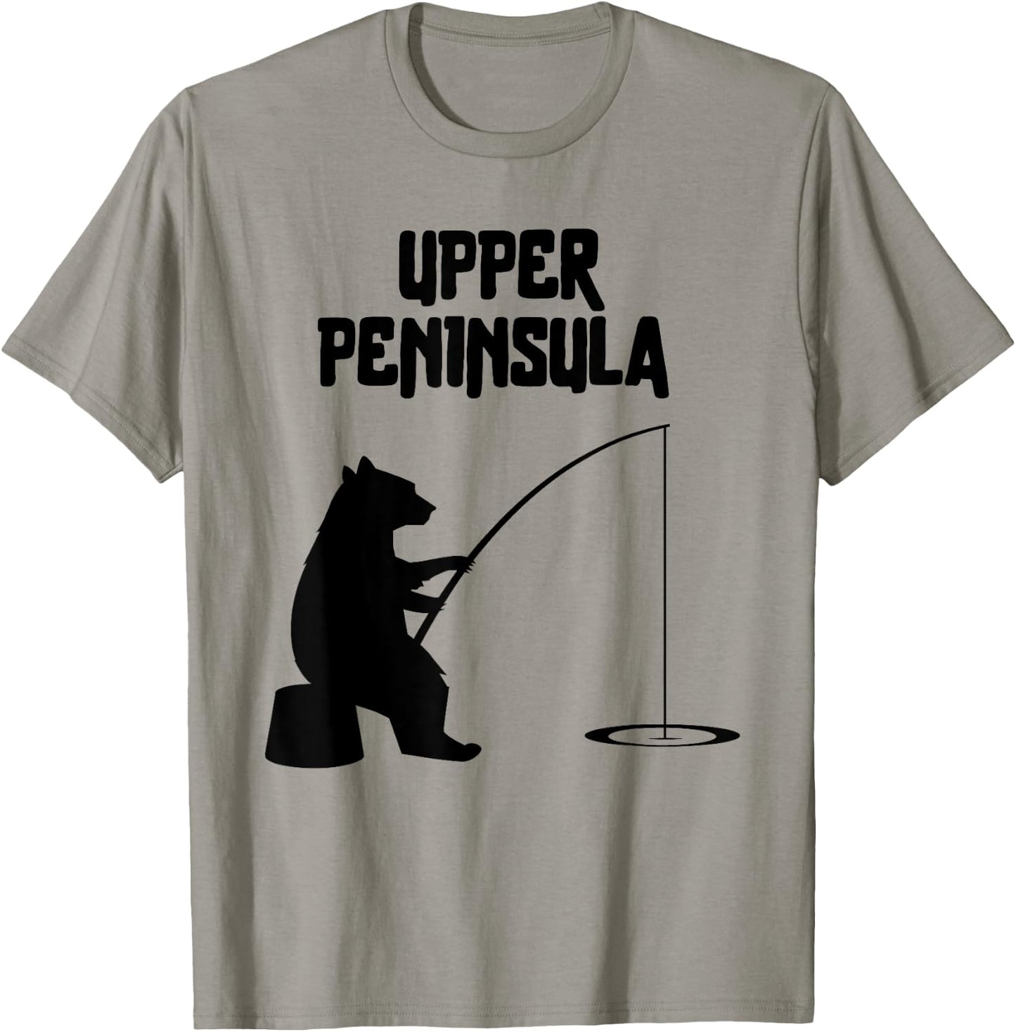 Upper Peninsula Bear Gift | MI Bear Fishing for fisherman T-Shirt - T-Shirt | Sand