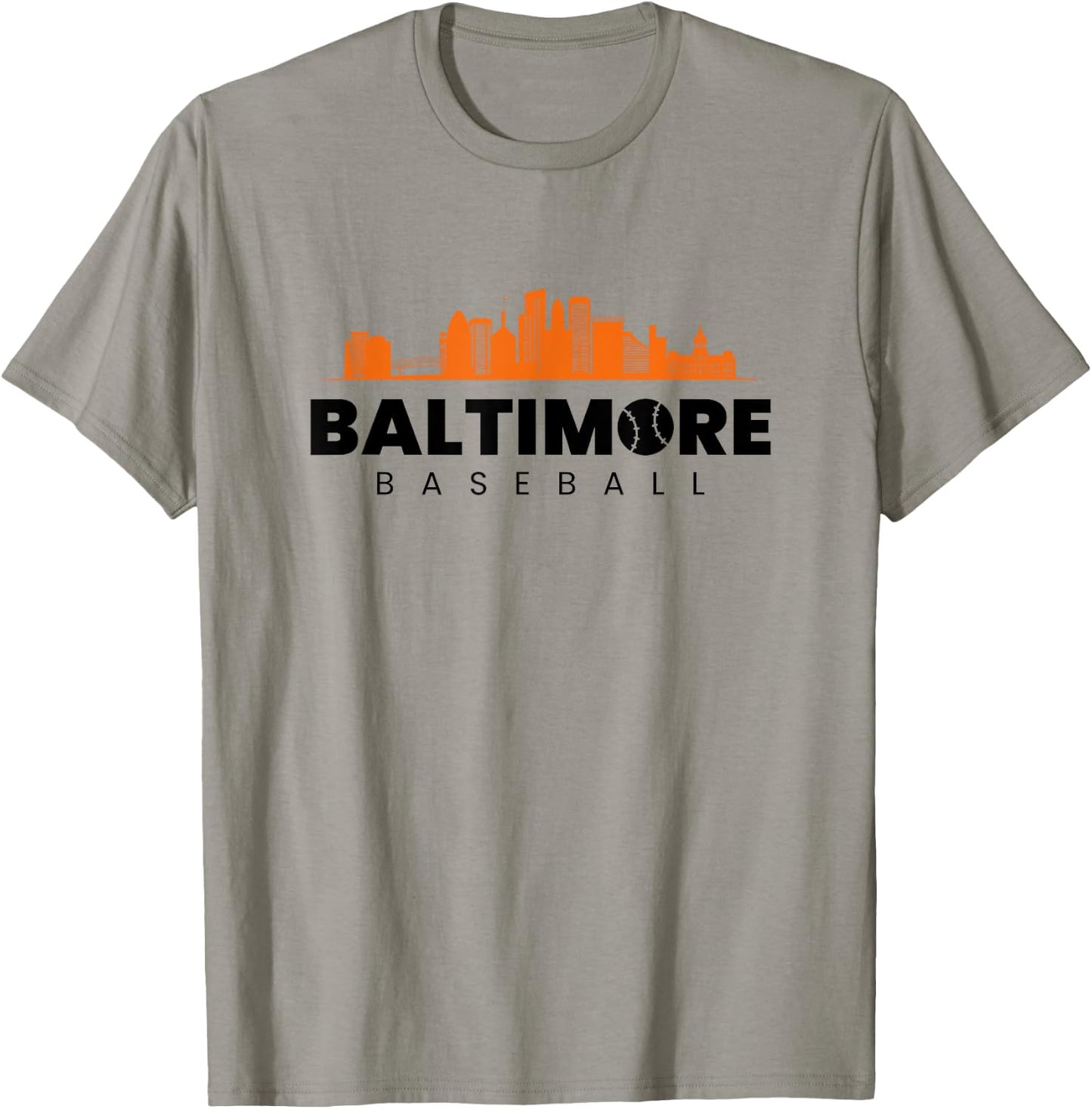 Baltimore Baseball Minimalist City Skyline Baseball Lover T-Shirt - T-Shirt | Sand