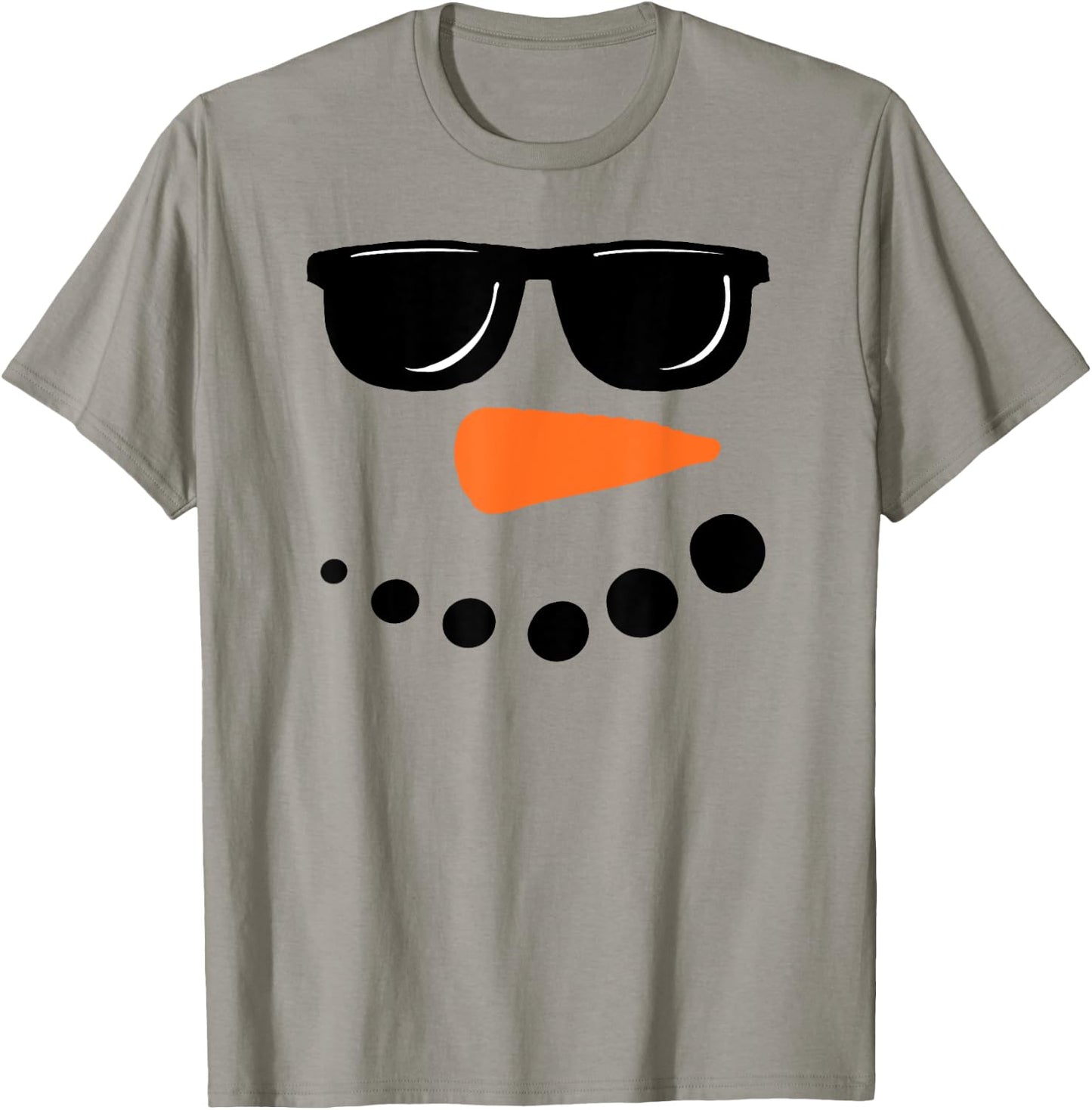 Funny Christmas Winter Snowman Face Carrot Nose Sunglasses T-Shirt - T-Shirt | Sand