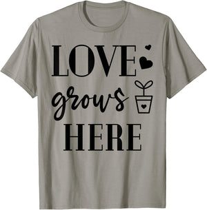 Love grows Here Plants Flower Lover Gardening Garden Gift T-Shirt - T-Shirt | Sand