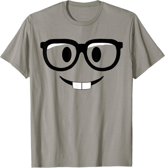 Nerd Emoticon With Glasses T-Shirt - T-Shirt | Sand