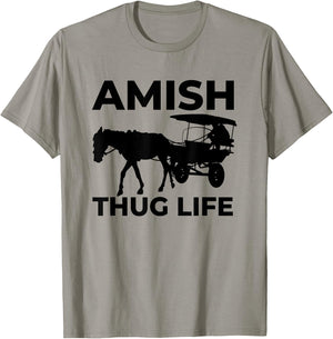 Amish Thug With Horse & Buggy Gangster T-Shirt - T-Shirt | Sand