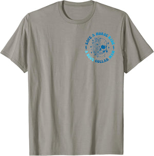 (2 sides Front+Back) Save A Horse Ride A Blue Collar Man T-Shirt - T-Shirt | Sand