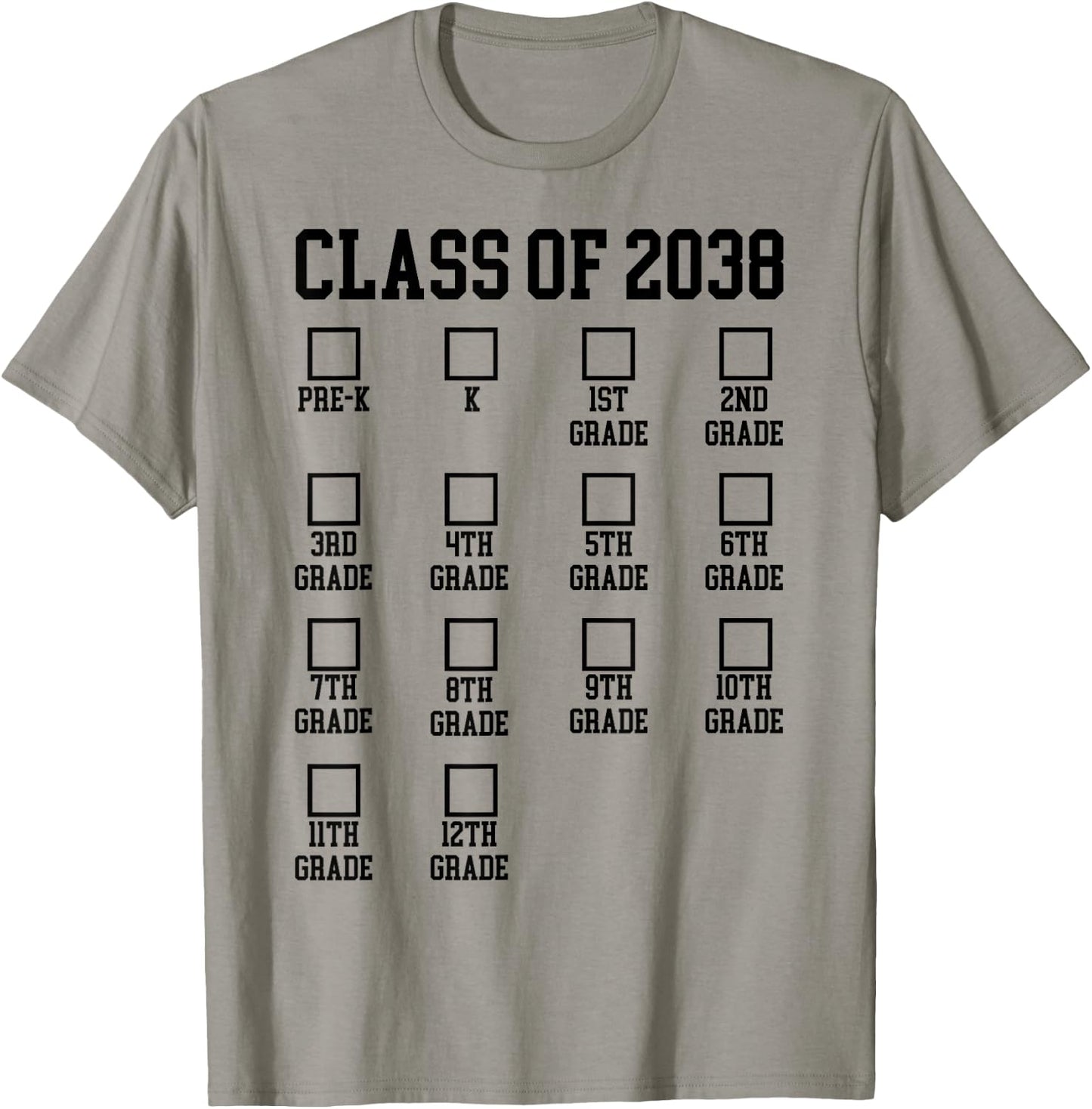 Class of 2038 Grow with me Checklist Graduation T-Shirt - T-Shirt | Sand