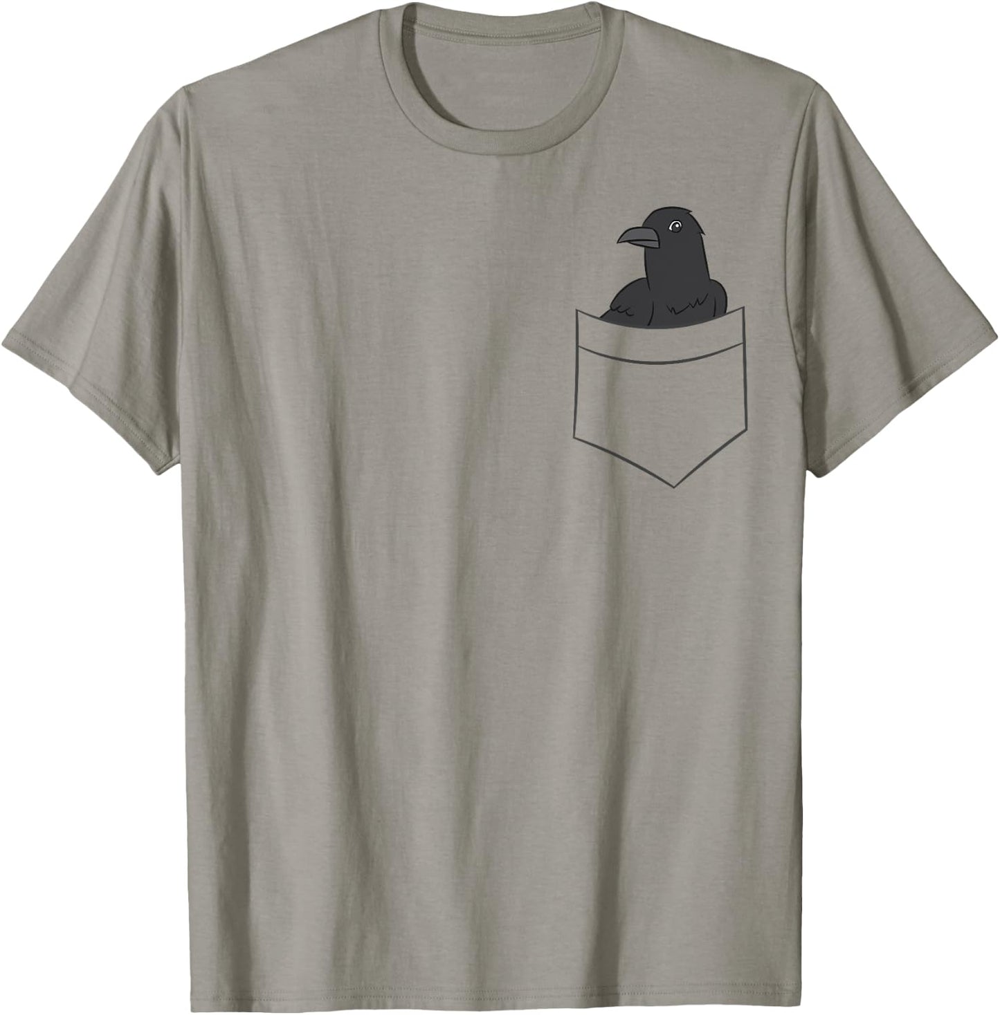 Cute Crow In A Pocket Funny Pocket Crows Raven In Pocket T-Shirt - T-Shirt | Sand