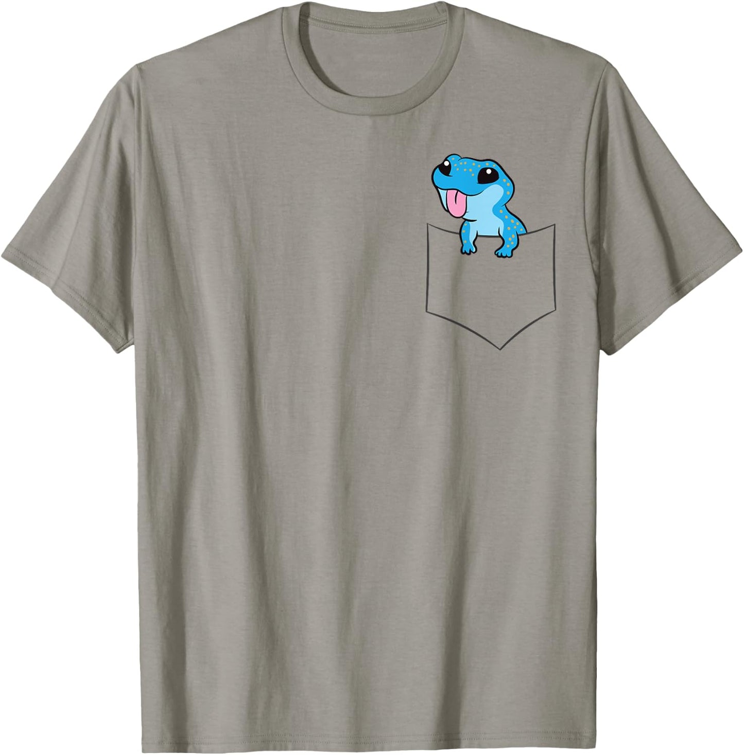 Cute Blue Gecko In A Pocket Lizard Reptile Pocket Blue Gecko T-Shirt - T-Shirt | Sand
