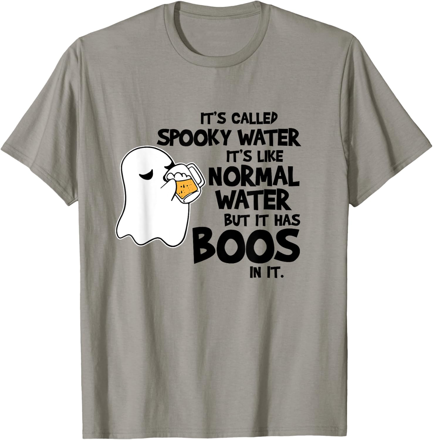 Funny Halloween Ghost Drinking Alcohol Beer Gag Joke T-Shirt - T-Shirt | Sand