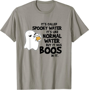 Funny Halloween Ghost Drinking Alcohol Beer Gag Joke T-Shirt - T-Shirt | Sand