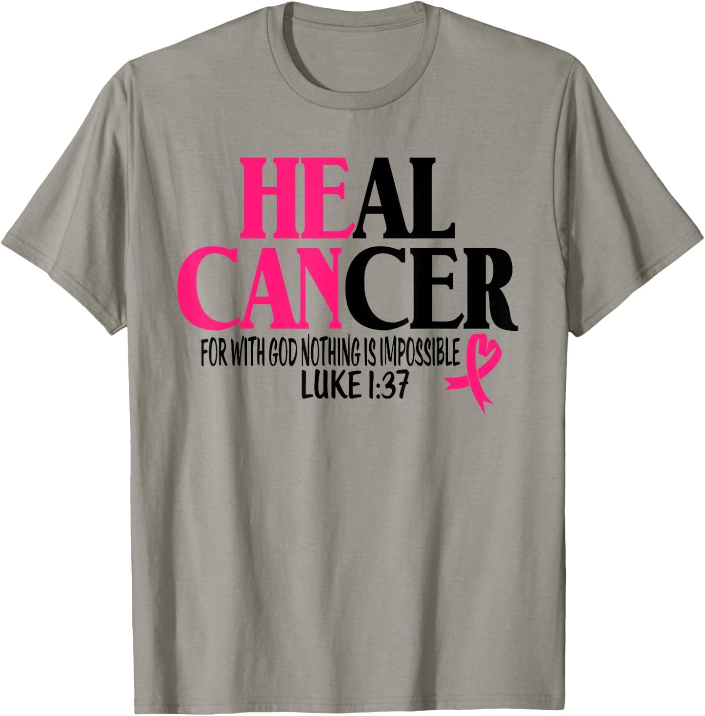 Breast Cancer Fighter Christian God Pink Ribbon Awareness T-Shirt - T-Shirt | Sand