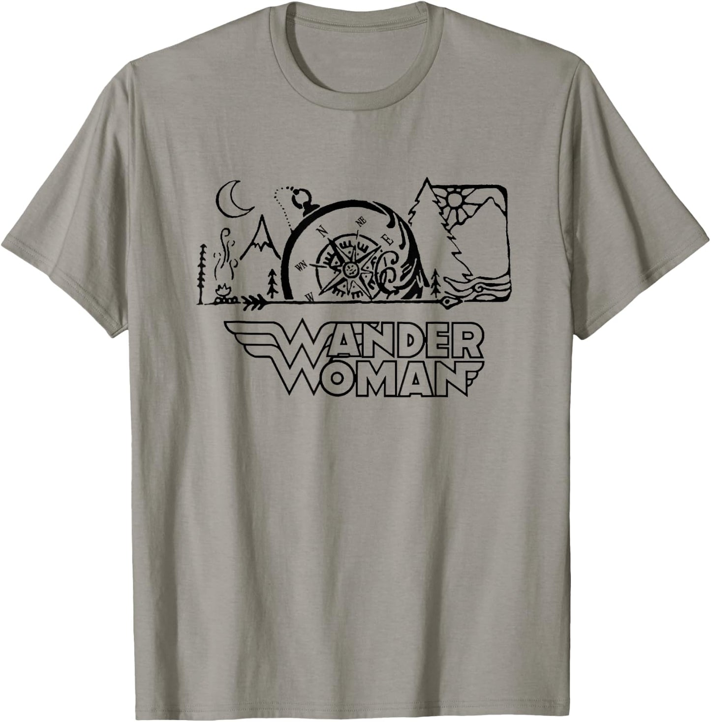 Wander Woman Compass Camping Hiking Mountain Outdoor Lover T-Shirt - T-Shirt | Sand