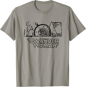 Wander Woman Compass Camping Hiking Mountain Outdoor Lover T-Shirt - T-Shirt | Sand