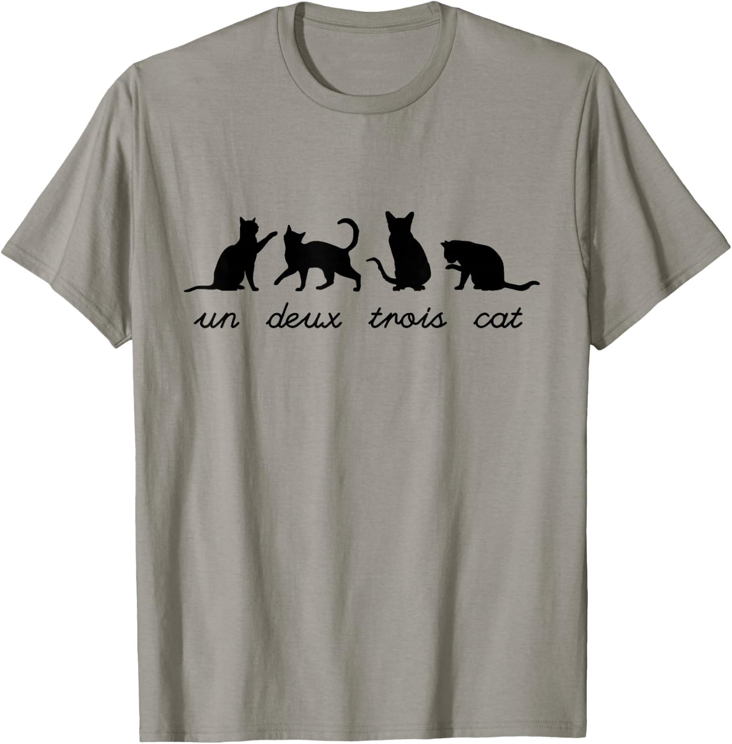 Un Deux Trois Cat Cute Funny French Teacher Pun Cat Lovers Women Girls Kids T-Shirt - T-Shirt | Sand