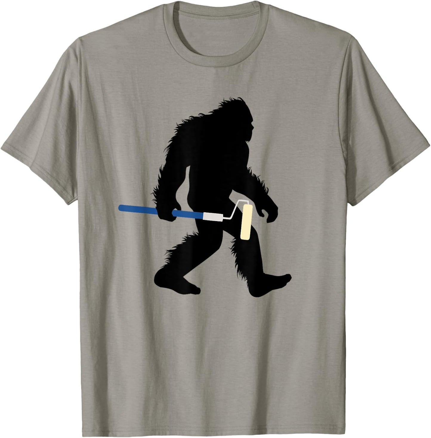 Bigfoot With Paint Roller Sasquatch Home Painter T-Shirt - T-Shirt | Sand
