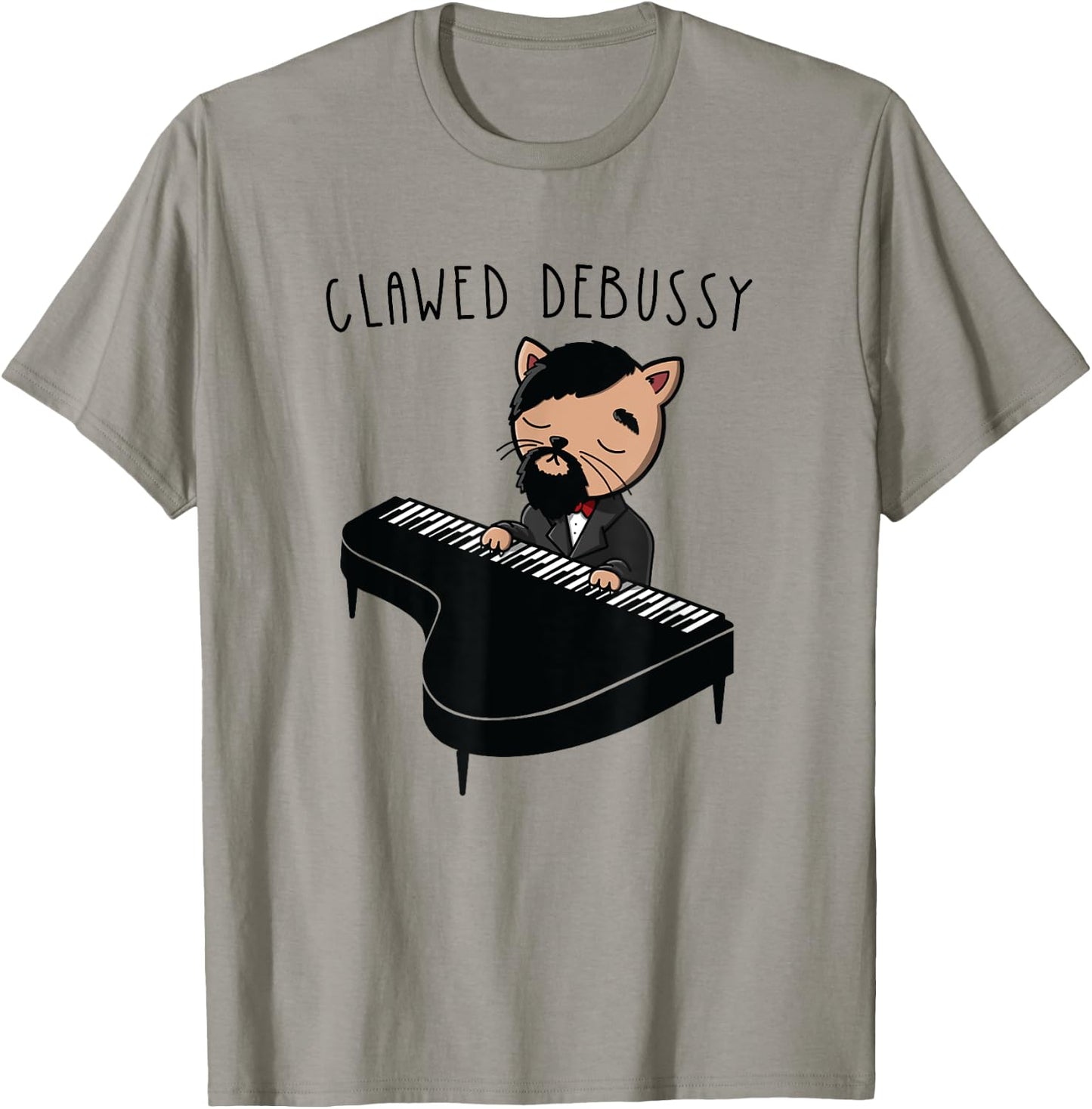 Funny Debussy Gift Cute Cat Playing Piano Classical Music T-Shirt - T-Shirt | Sand