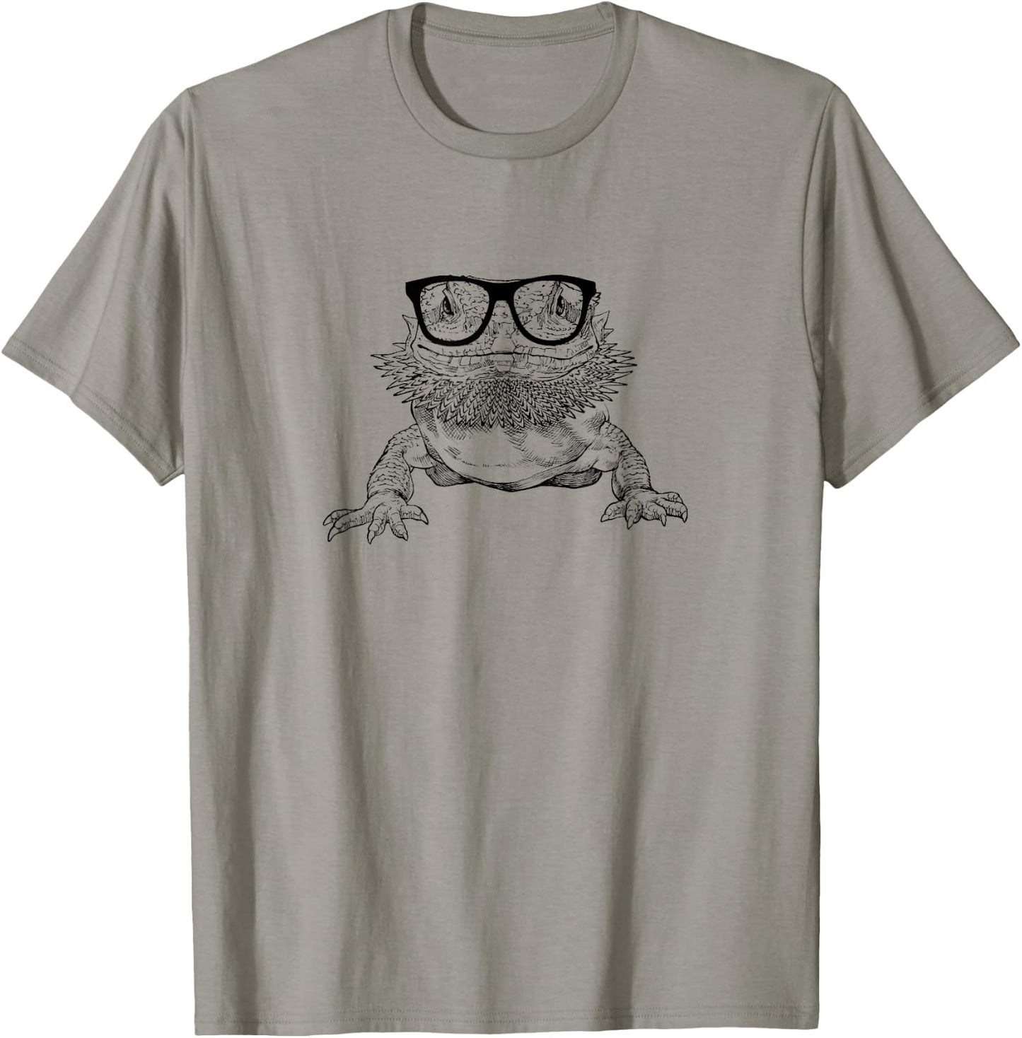The Pawster Bearded Dragon Nerdy Glasses Animal T-Shirt - T-Shirt | Sand