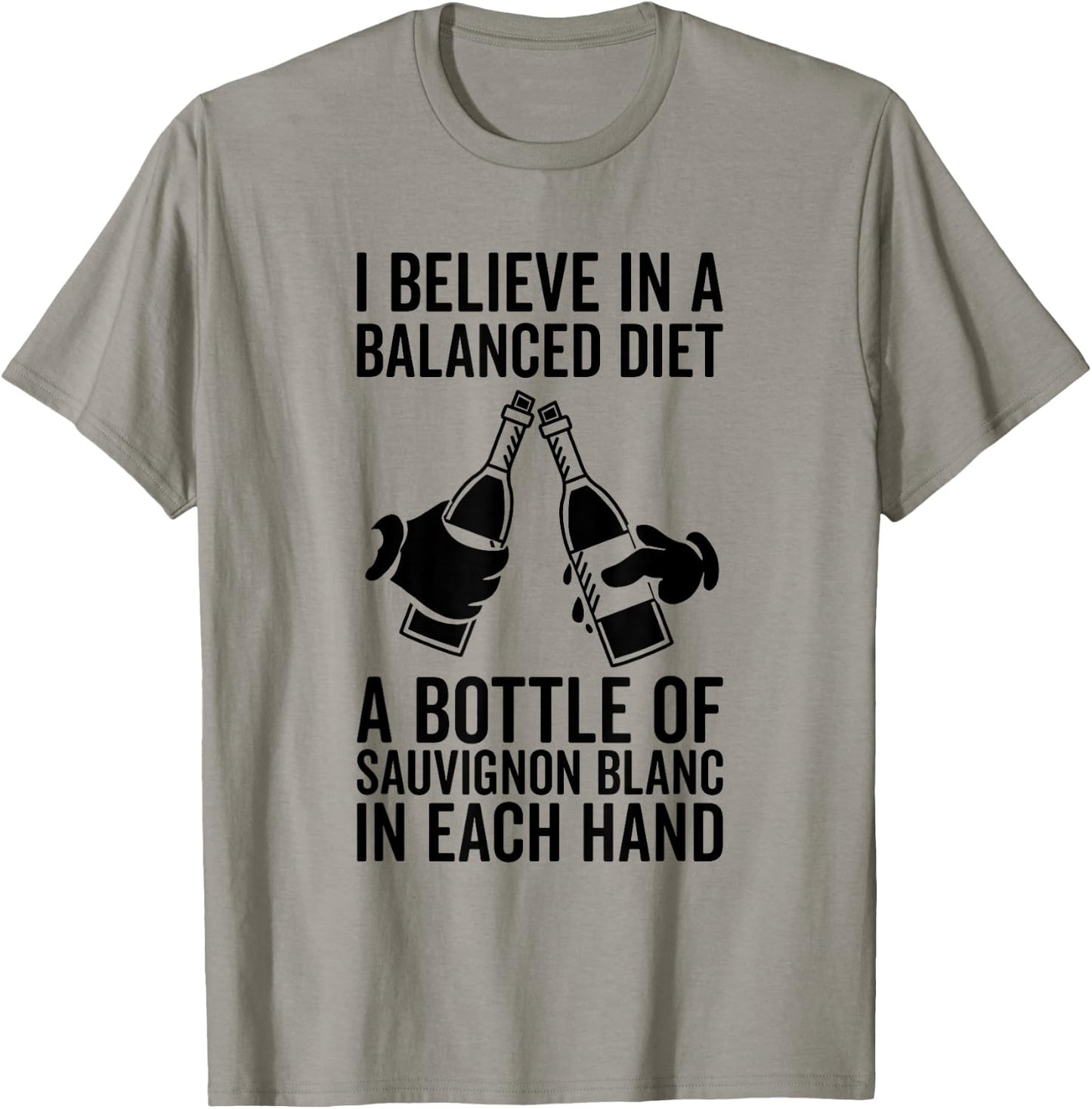 Balanced Diet Sauvignon Blanc Lover - Drinking Funny Wine T-Shirt - T-Shirt | Sand