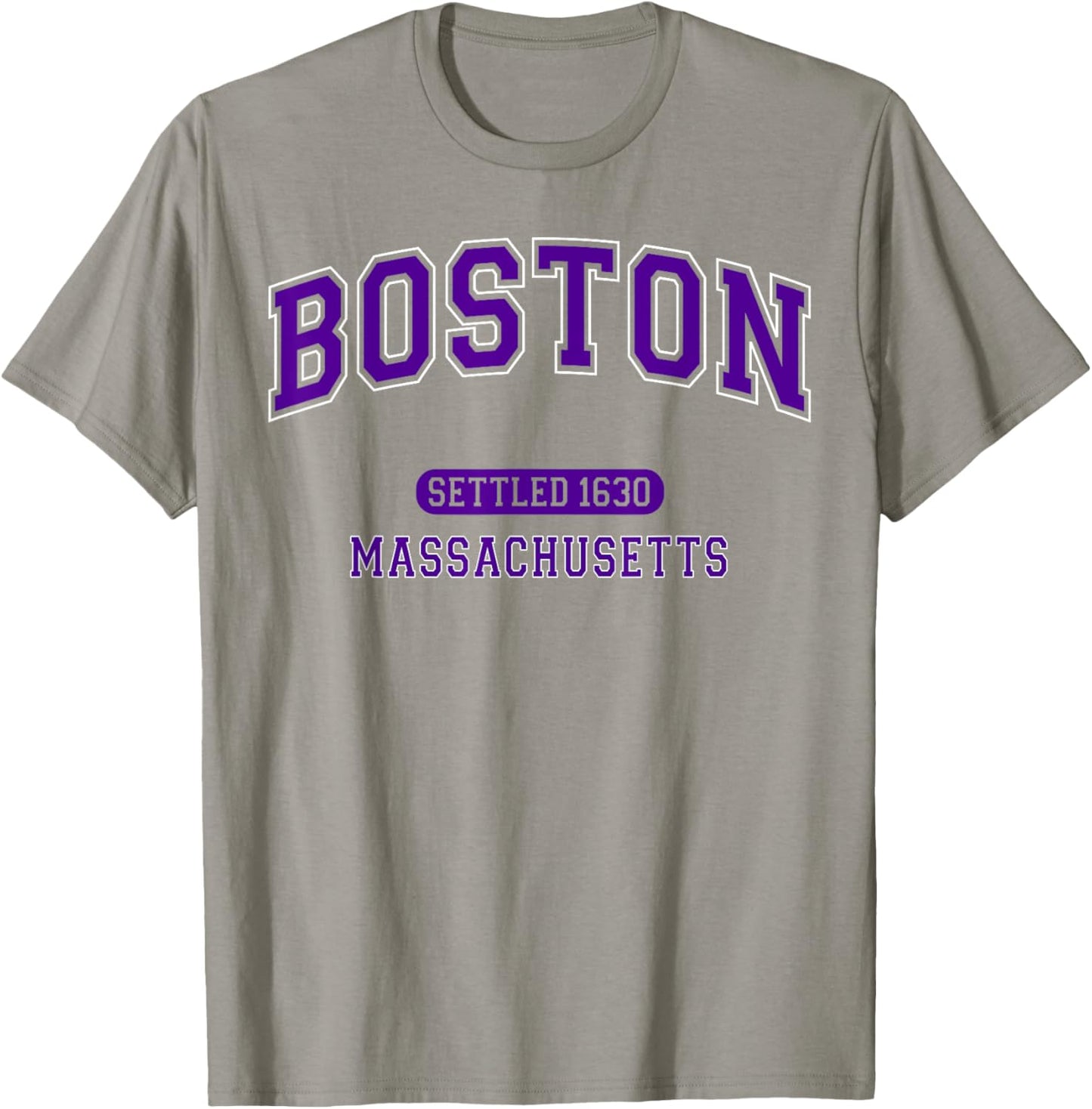 Boston Massachusetts Settled 1630 Vintage Sports Purple T-Shirt - T-Shirt | Sand