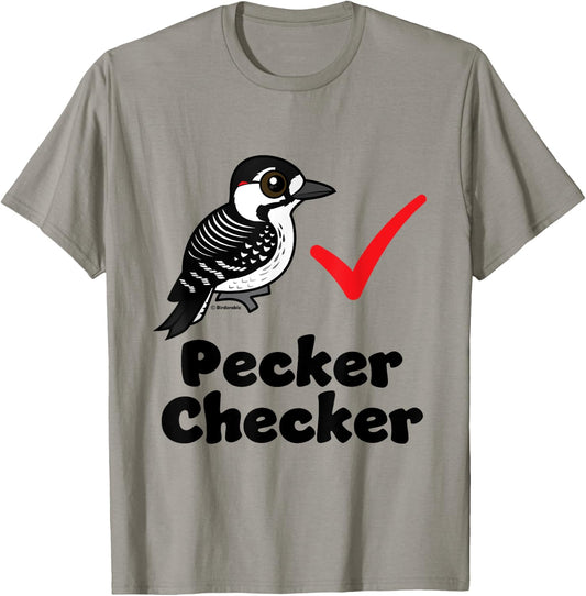 Cute Cartoon Red-cockaded Woodpecker Checker Funny Birder T-Shirt - T-Shirt | Sand