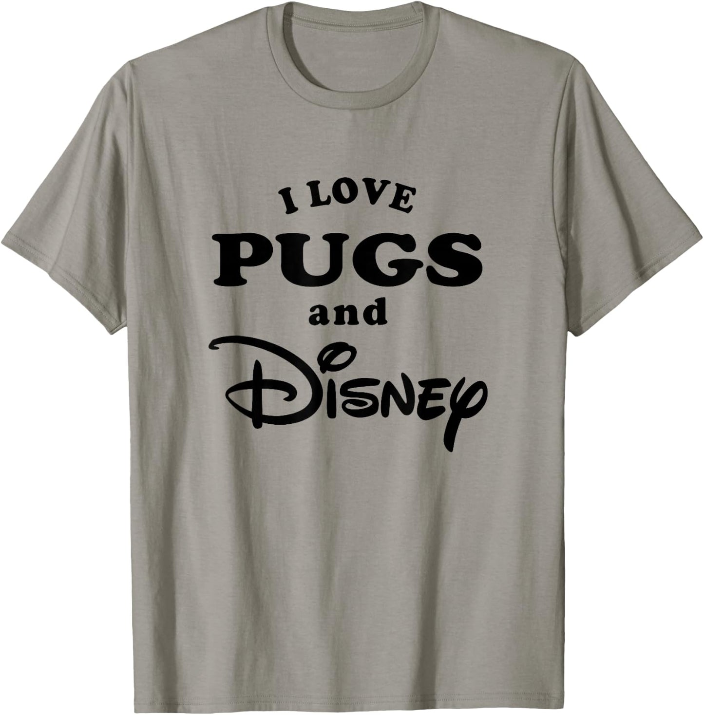 Disney I Love Pugs And Disney Bold Text Big Chest Logo T-Shirt - T-Shirt | Sand