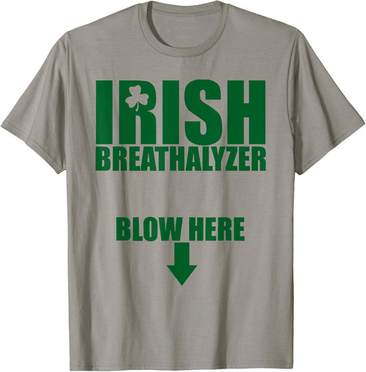 Irish Breathalyzer Blow Here T-Shirt - T-Shirt | Sand