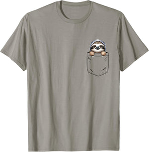 Sloth Lovers Cute Funny Sloth In Pocket T-Shirt - T-Shirt | Sand