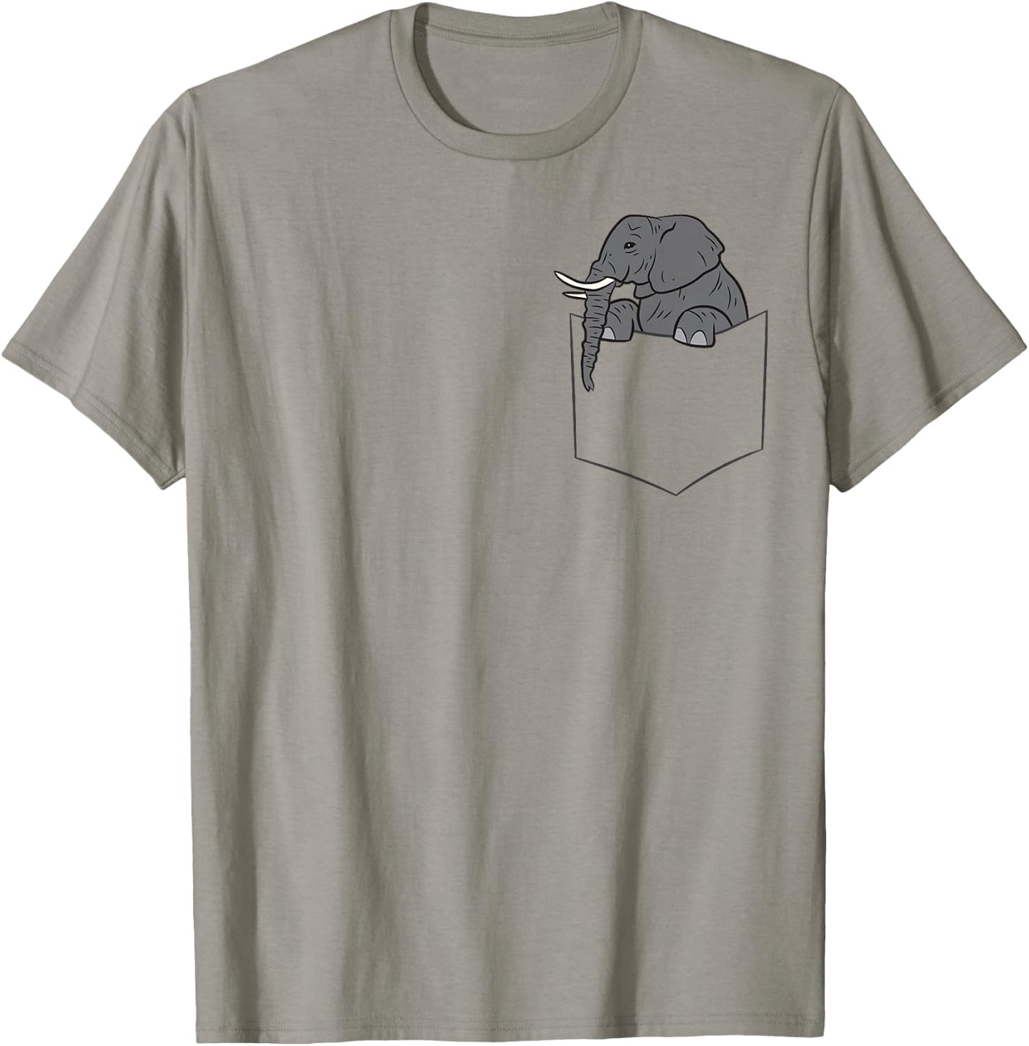 Elephant in A Pocket Funny Pocket Elephant Small T-Shirt - T-Shirt | Sand