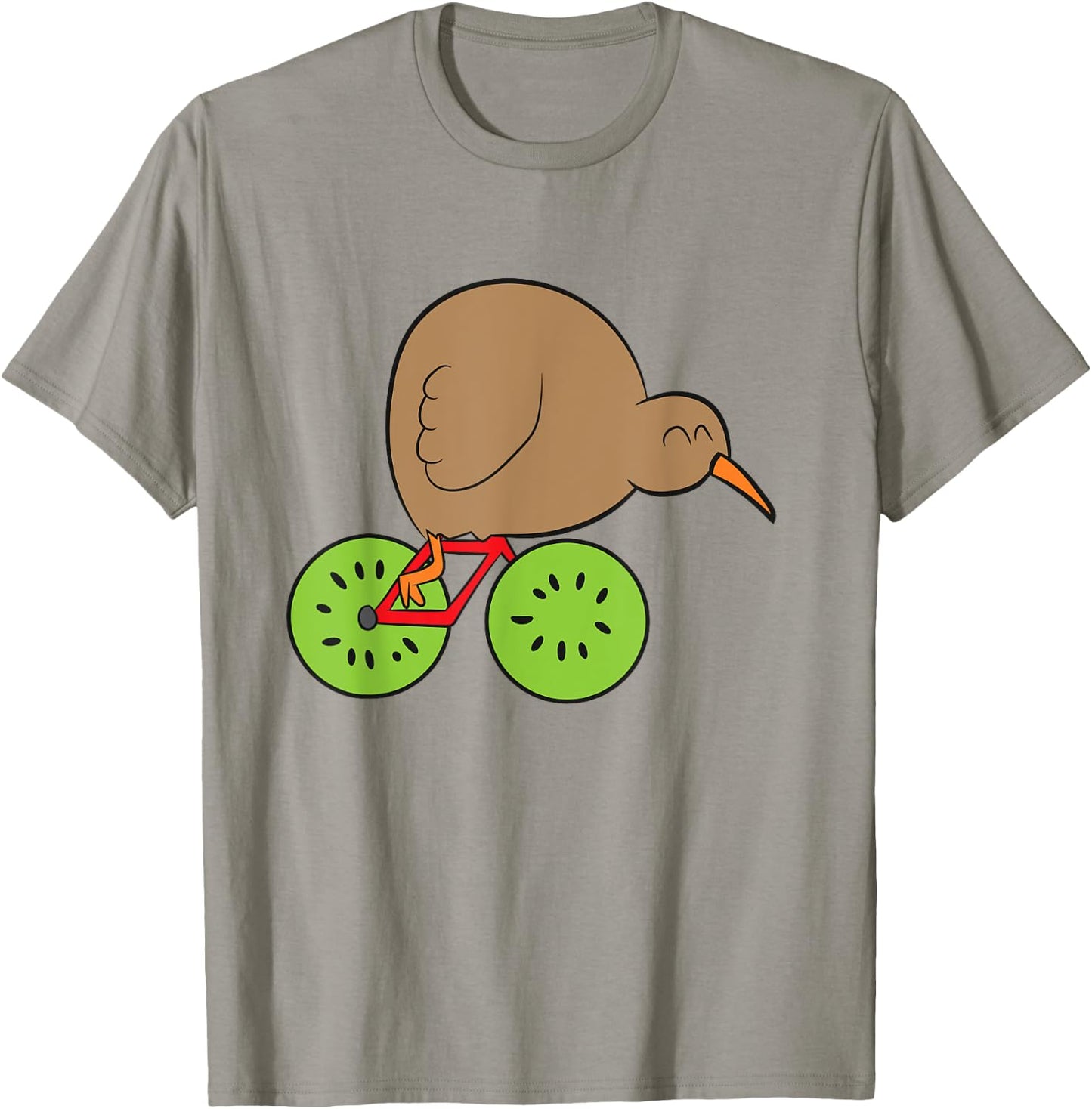 Funny Kiwi Fruit And Kiwi Bird New Zealand Cycling Kiwi Bird T-Shirt - T-Shirt | Sand