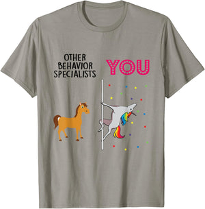Behavior Specialist Funny Unicorn T-Shirt - T-Shirt | Sand