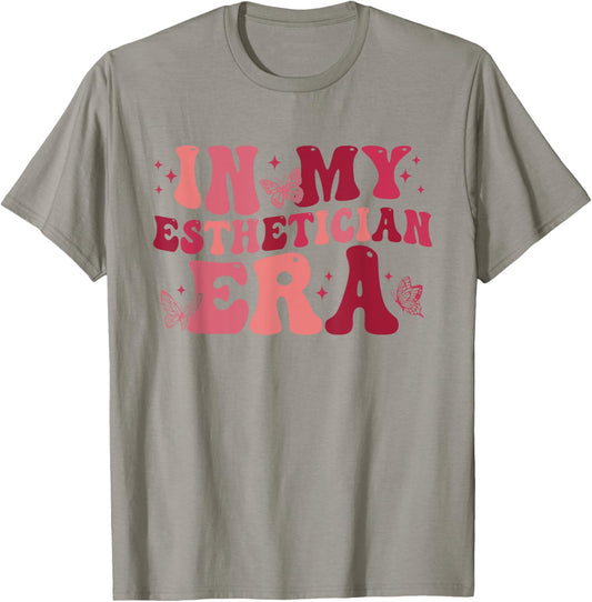 In My Esthetician Era Retro Groovy Beautician Makeup Artist T-Shirt - T-Shirt | Sand