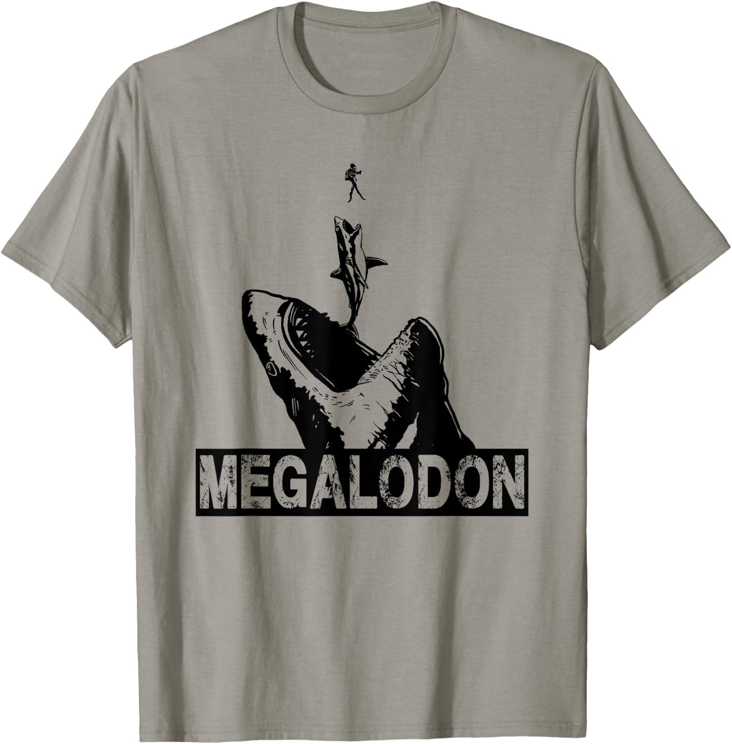 Megalodon Great White Shark Giant Shark Lover Diver T-Shirt - T-Shirt | Sand