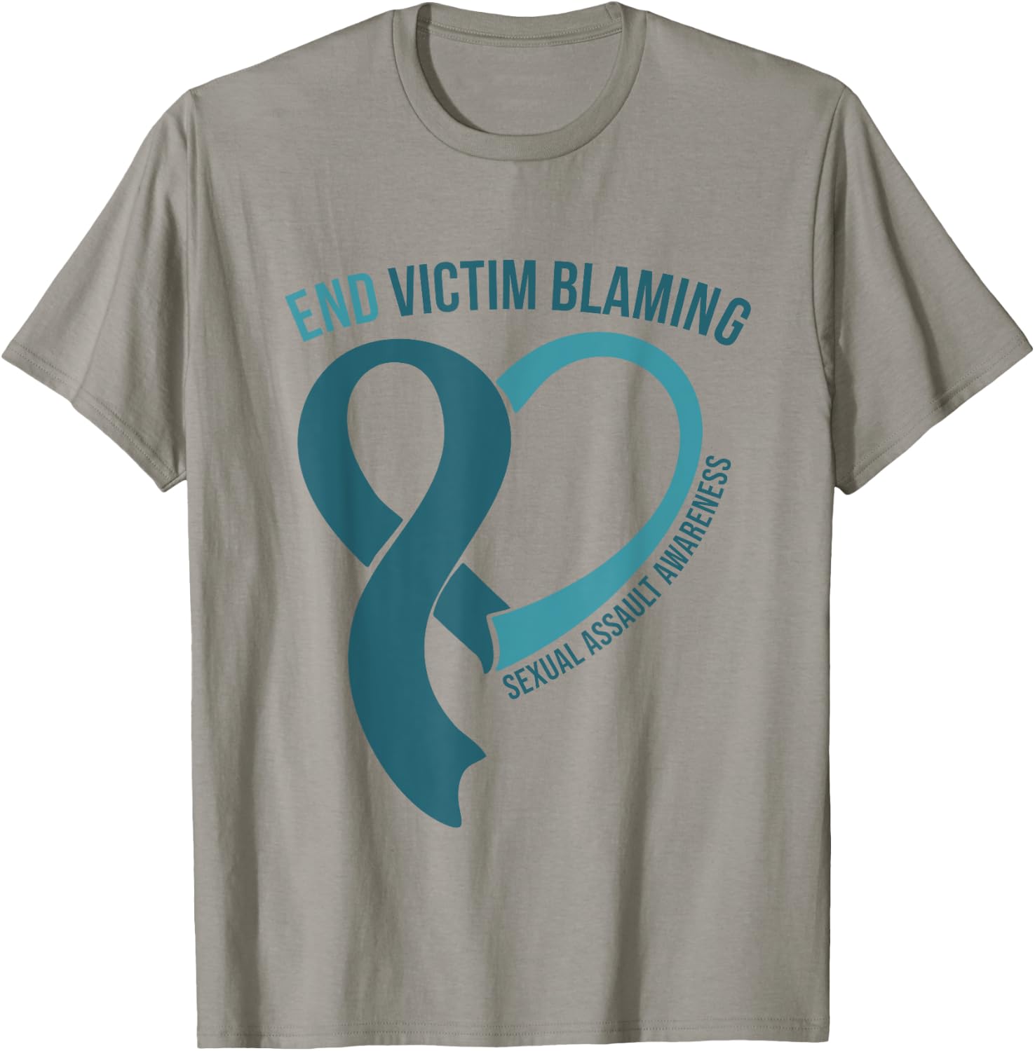 End Victim Blaming April Sexual Assault Awareness Teal Heart T-Shirt - T-Shirt | Sand