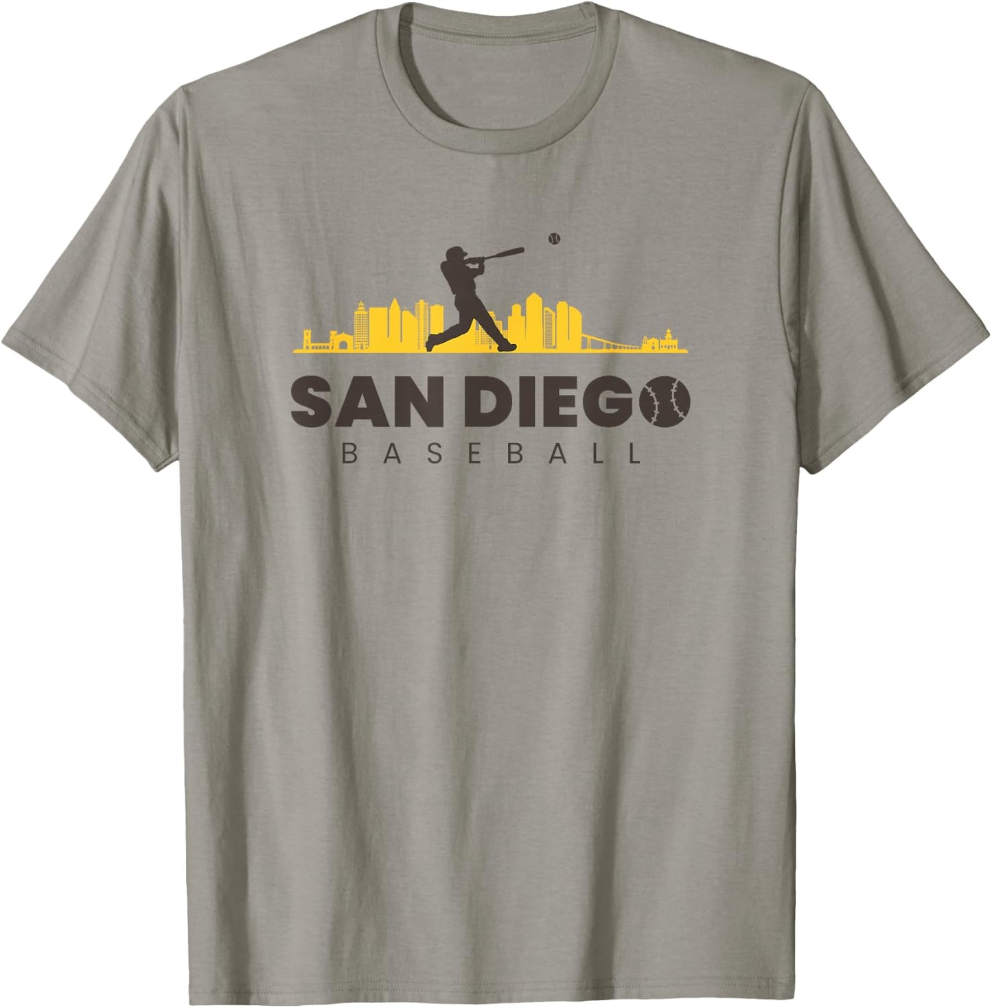 San Diego Baseball Vintage City Skyline Retro Baseball Lover T-Shirt - T-Shirt | Sand