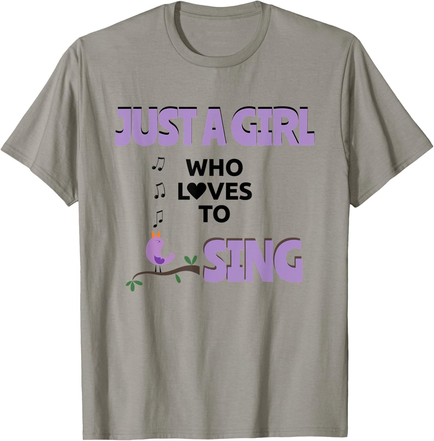 Music Lover Girl Loves To Sing Love Singing Bird Singer T-Shirt - T-Shirt | Sand