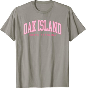 Oak Island North Carolina Retro Preppy Throwback Pink Girls T-Shirt - T-Shirt | Sand
