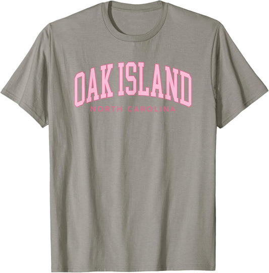 Oak Island North Carolina Retro Preppy Throwback Pink Girls T-Shirt - T-Shirt | Sand