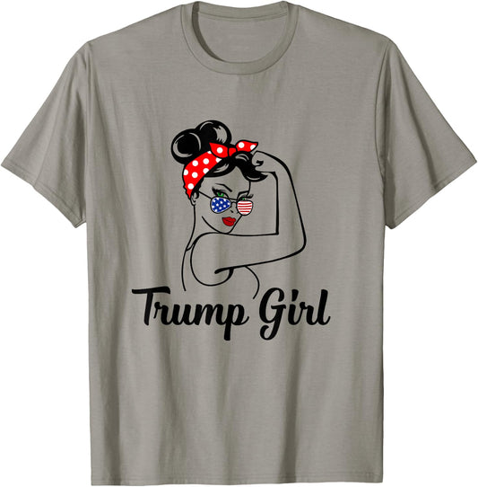 Trump Girl Rosie the Riveter Republican Gifts Pro Donald T-Shirt - T-Shirt | Sand