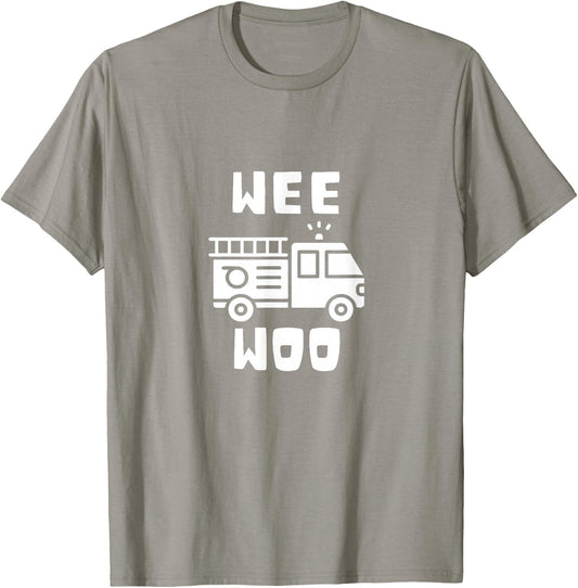 Wee Woo Fire Truck Firefighter Emergency Response Siren T-Shirt - T-Shirt | Sand